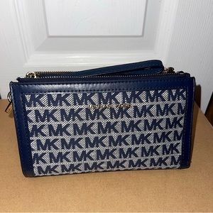 Michael Kors Navy Monogram Wallet Wristlet